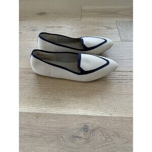 Birdies Women's Blackbird Navy Cream Slip On Fabric Knit Shoes 11 Flats Loafer